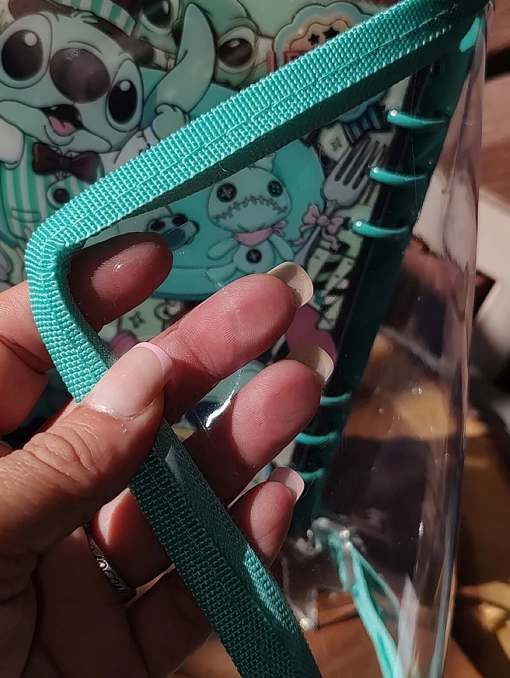 Stitch A5 Acrylic Shaker Notebook with Teal And Chocolate Accents